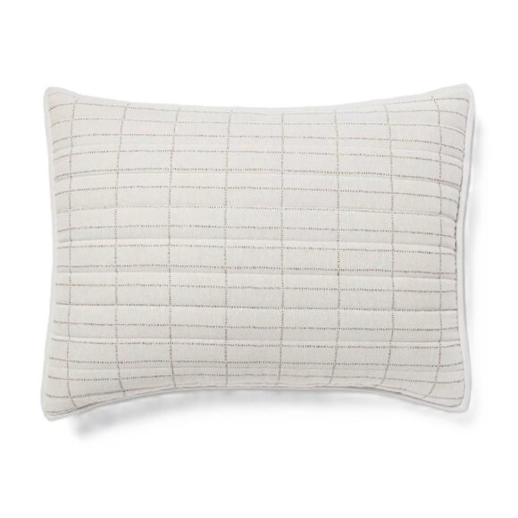 Threshold Dark Cream Flannel Windowpane Standard Size Quilted Pillow Sham - Picture 1 of 6